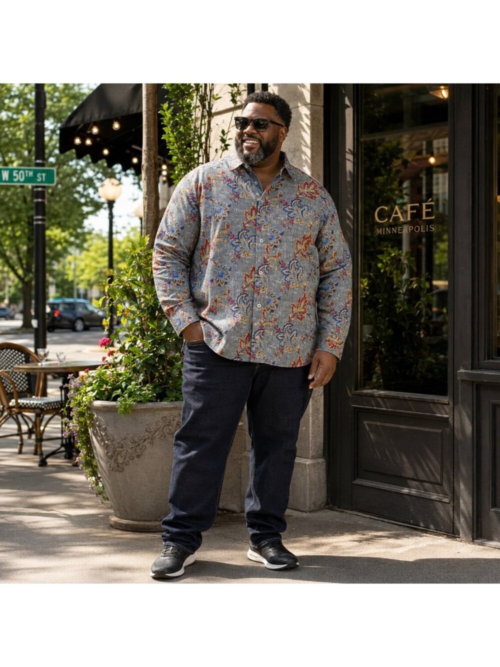 Cremeux Premium Denim 2XB Paisley Floral Button-Down Shirt Cotton Long Sleeve